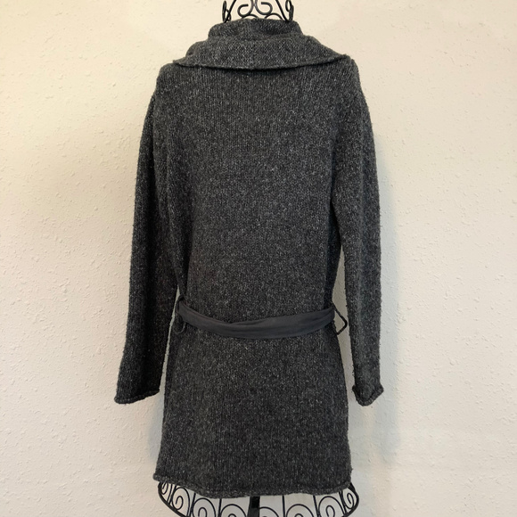 J. Jill Grey Wool Long Cardigan Jacket with Sash - Picture 4 of 7